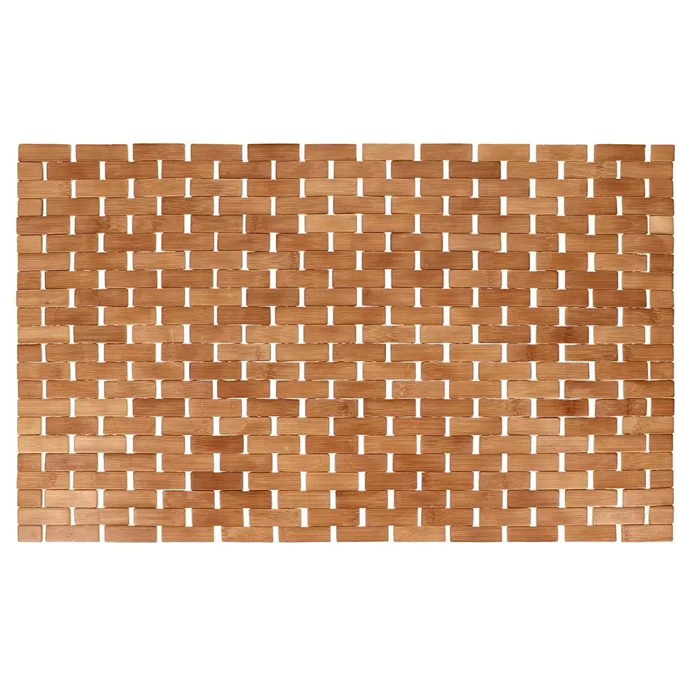 Luxury Bamboo Shower/Bath Mat, Water-Resistant, Skid-Resistant Backing