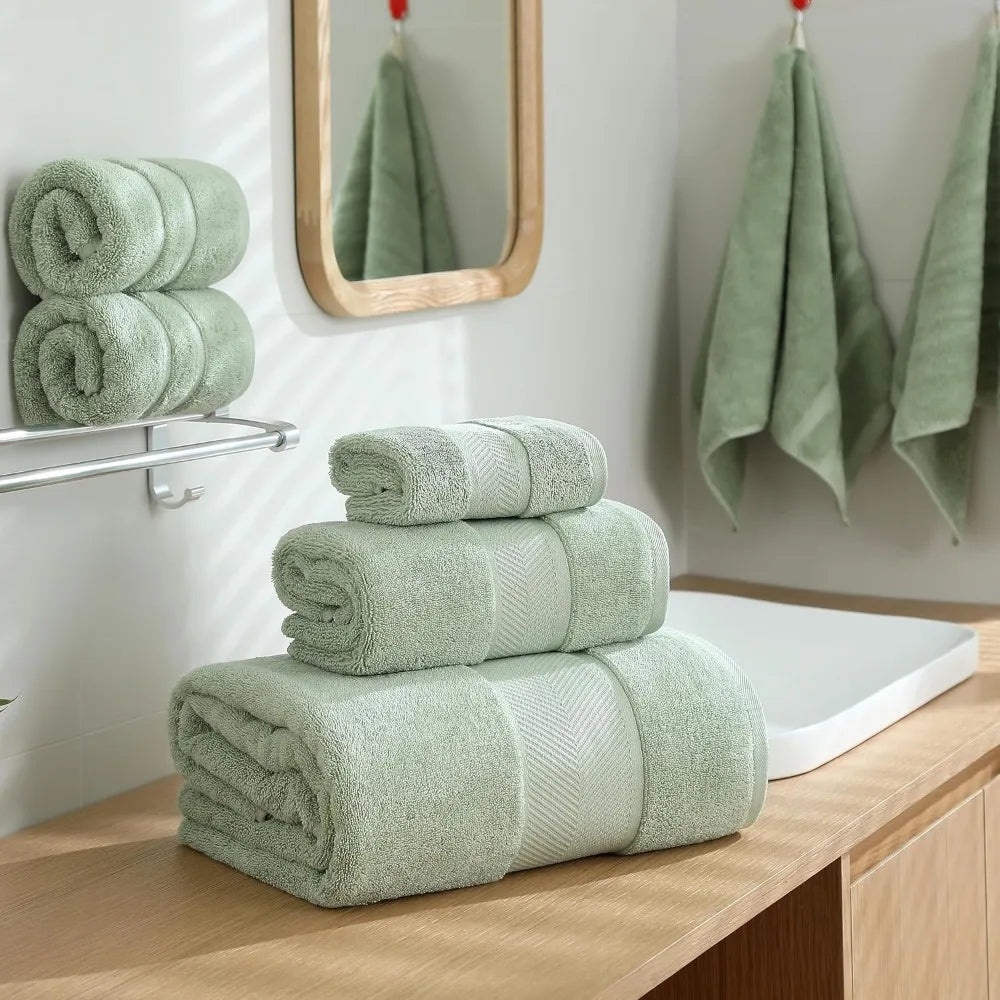 6-Pc Premium 100% Cotton Towel Set, Soft Absorbent. (x4 Colors)