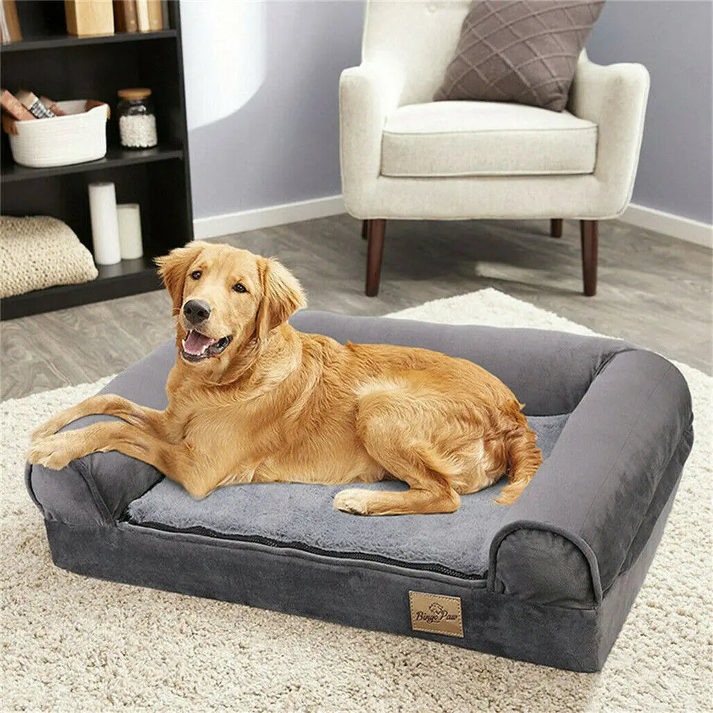 XXL Cozy Dog Bed with Bolster, Washable Cover (Orthopedic Foam)