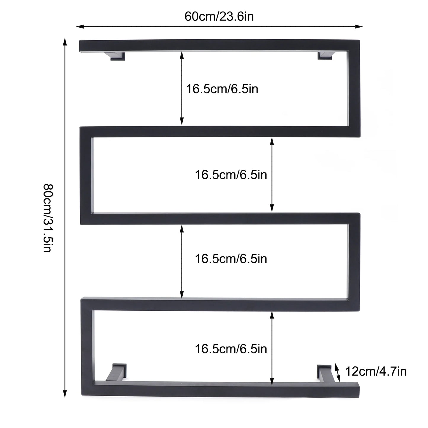 Modern S-Shaped Electric Heated Towel Rack, Matte Black