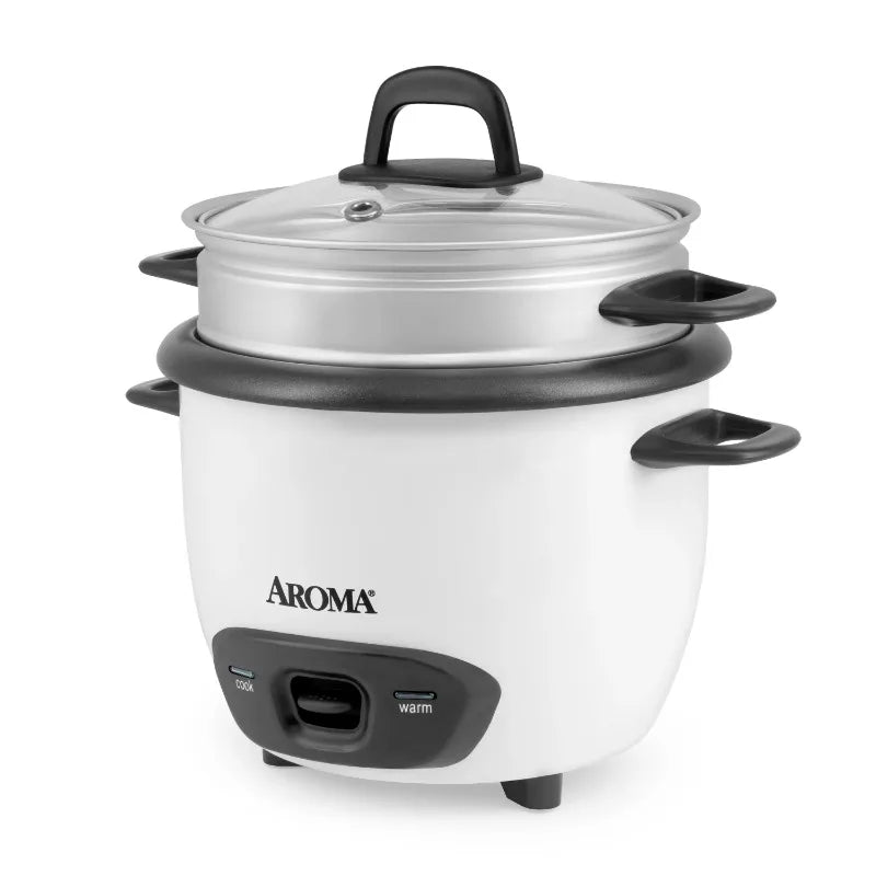 6-Cup (Cooked) Rice/Grain Cooker, Veggie Steamer. White