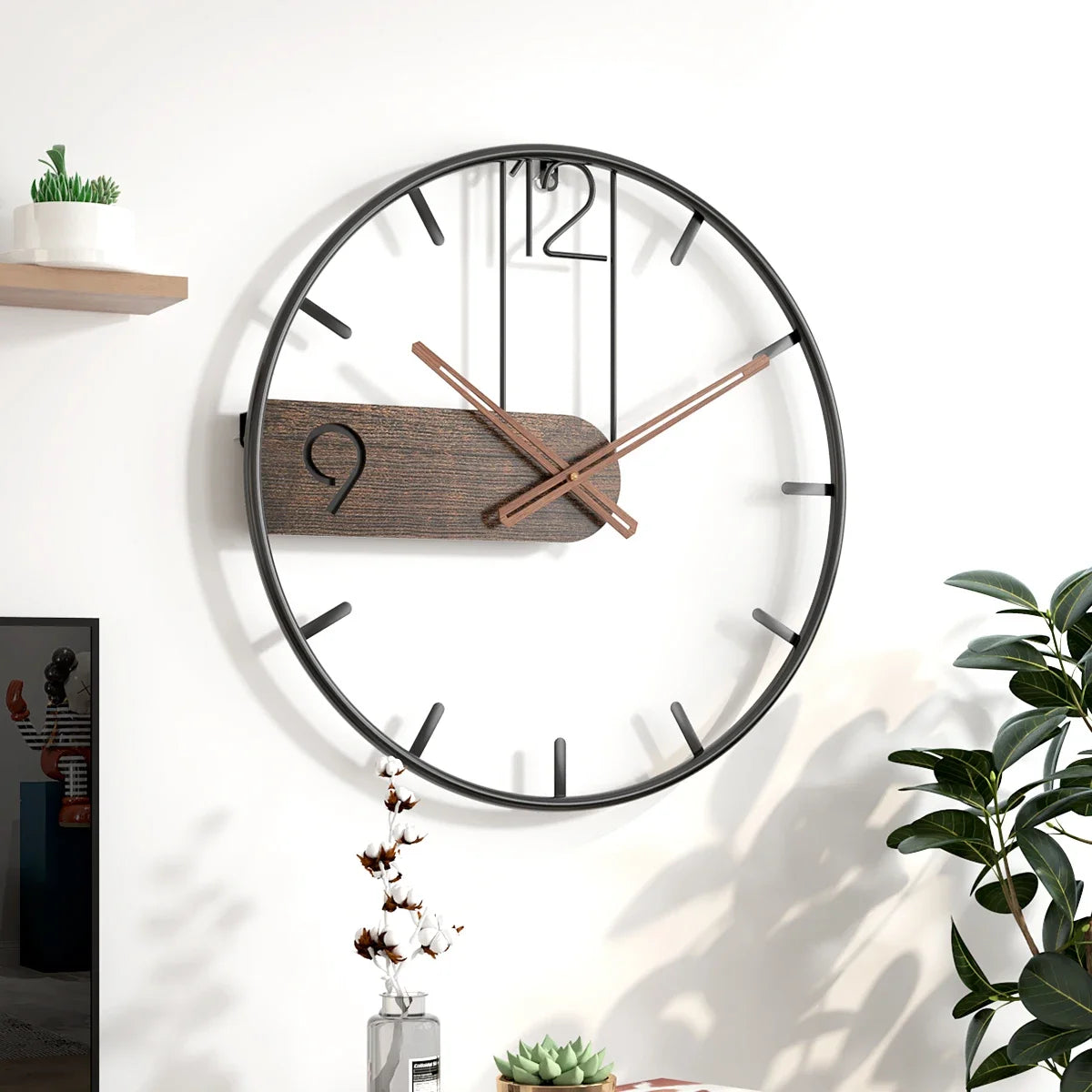 Iron + Walnut Large Wall Clock