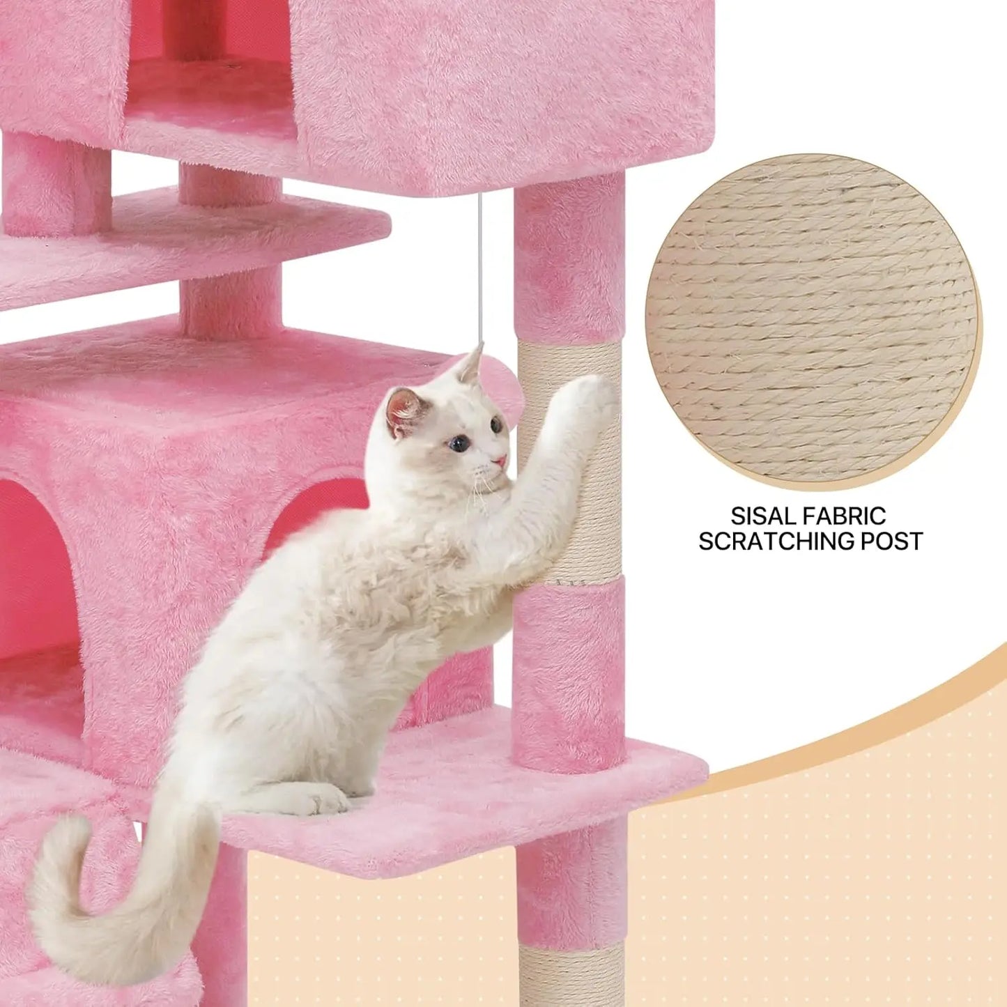 54" Multi-Level Cat Tower, 2 Condo's w/Scratching Post, Ladder (x4 Colors)